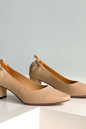 Women's Square-Toe Block Heel Genuine Leather Pumps For Work And Casual Wear